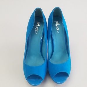 Faux Suede Blue Platform Shoes